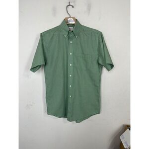 Brooks Brothers 346 Mens Green Gingham Short Sleeve Non-Iron Shirt Small